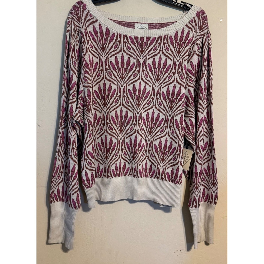 St John's Bay Sweater Women XXL Floral Damask Scoop Neck Cotton Blend Knit NEW
